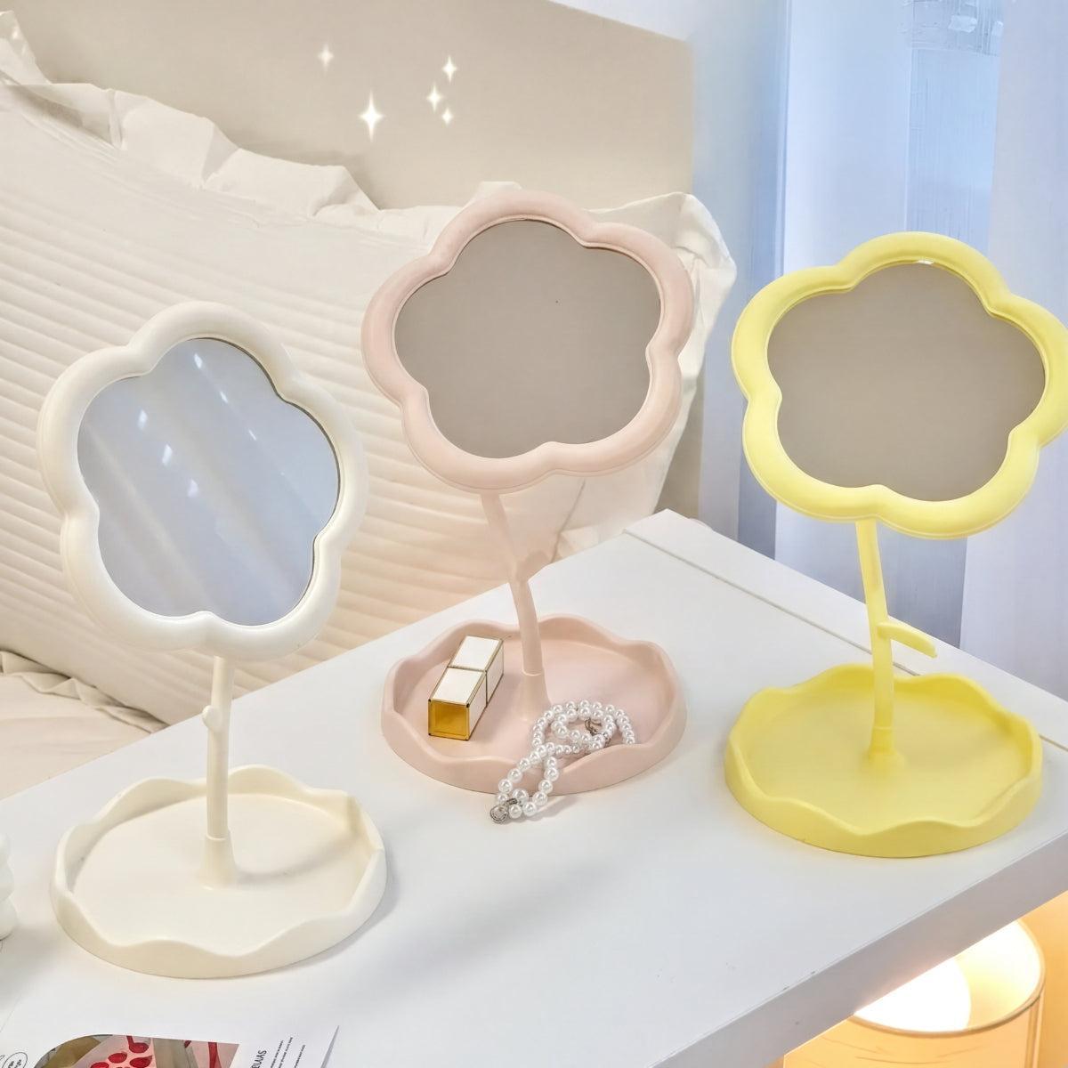 Charming Floral Vanity Mirror with Storage Tray