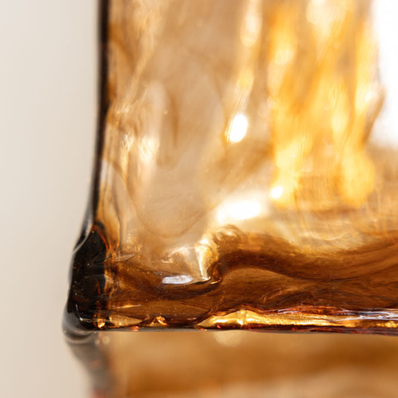 Elegant Square Ceiling Light Fixture with Amber Glass Shade