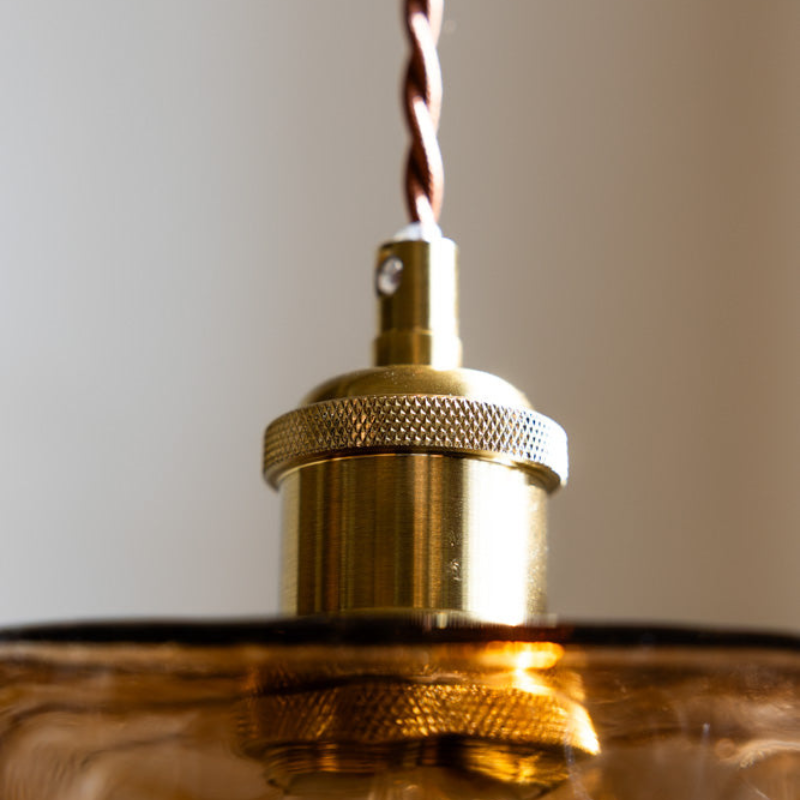 Elegant Square Ceiling Light Fixture with Amber Glass Shade