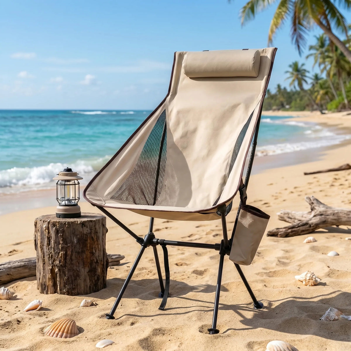 Compact High-Back Camping Chair with Sink-Resistant Feet