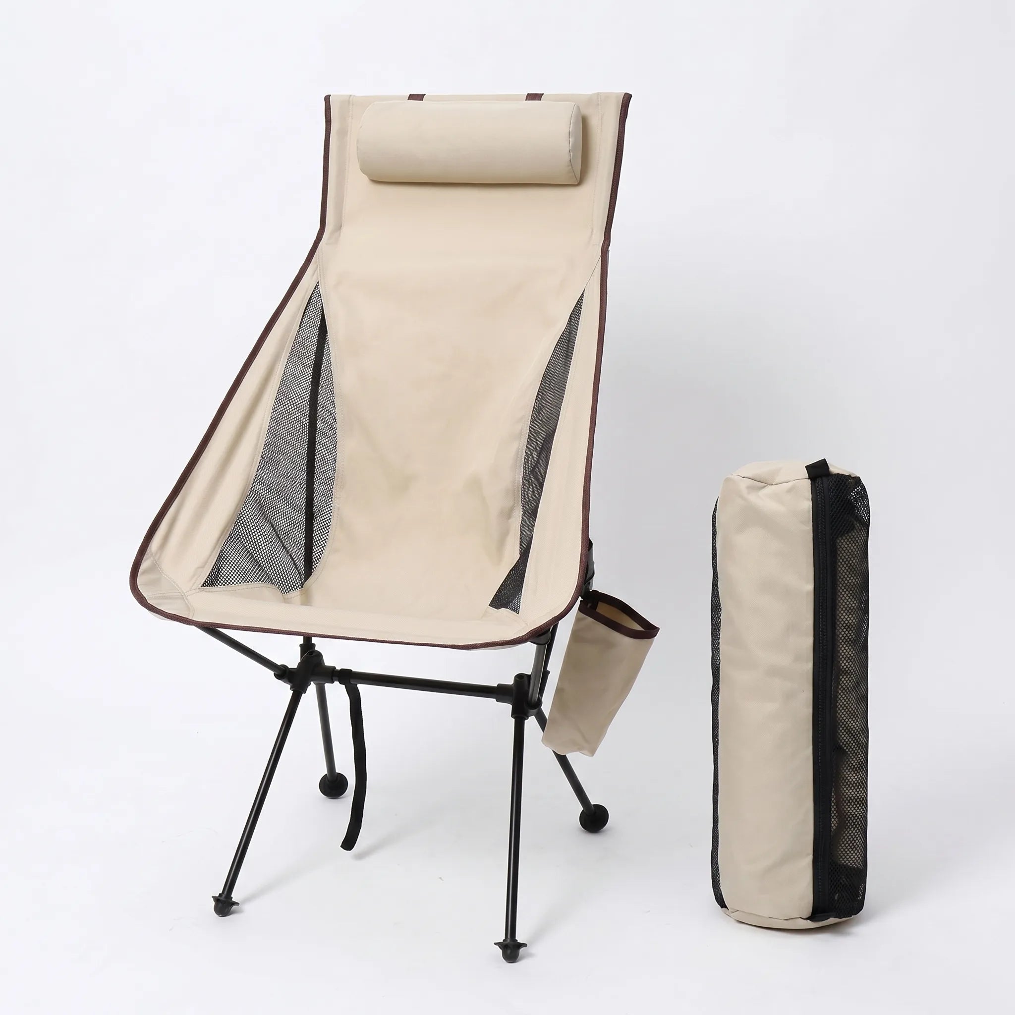 Compact High-Back Camping Chair with Sink-Resistant Feet