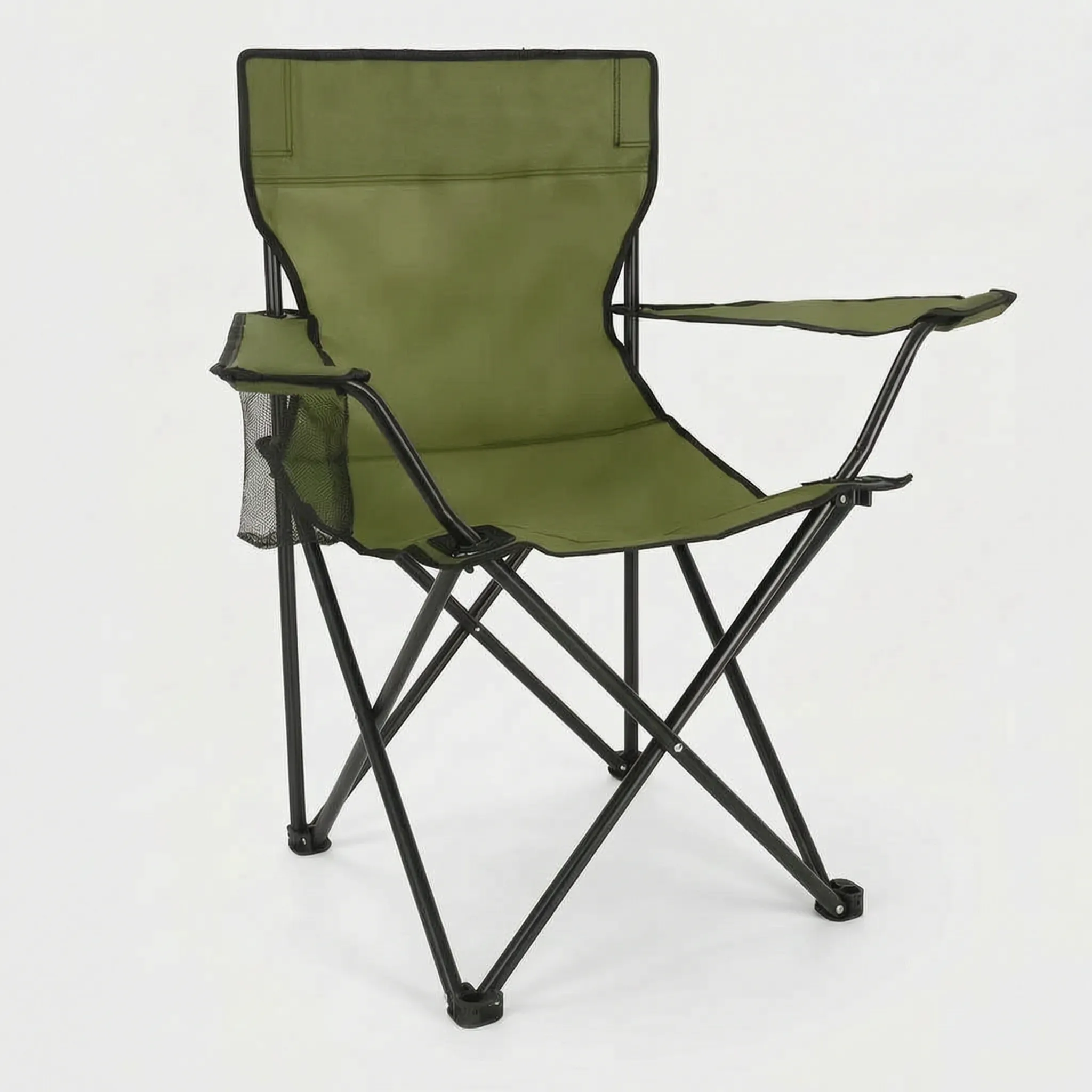 Compact Outdoor Chair with Built-In Beverage Holder