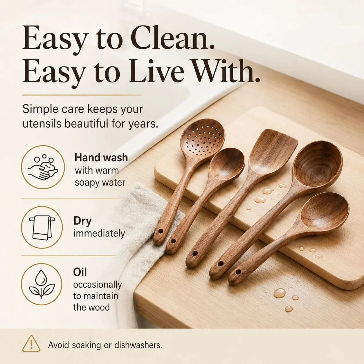Rustic Teak Cooking Utensil Collection for Everyday Use