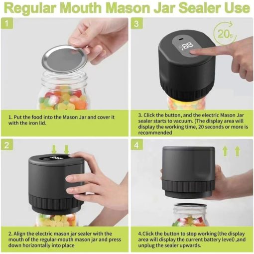Cordless Food Preservation Vacuum Sealer for Mason Jars