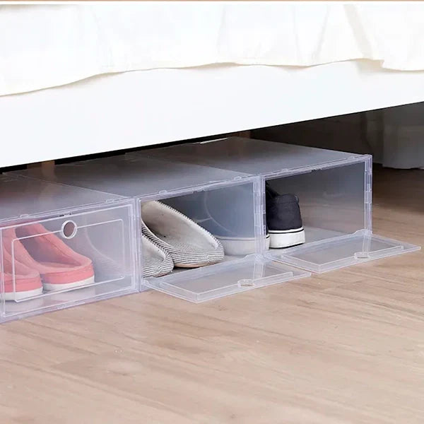Set of 6 Stackable Clear Shoe Storage Containers
