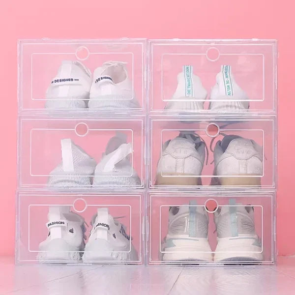 Set of 6 Stackable Clear Shoe Storage Containers