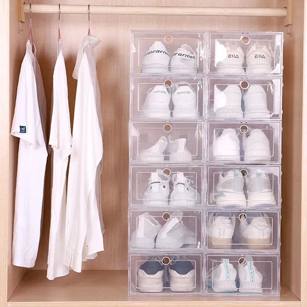 Set of 6 Stackable Clear Shoe Storage Containers