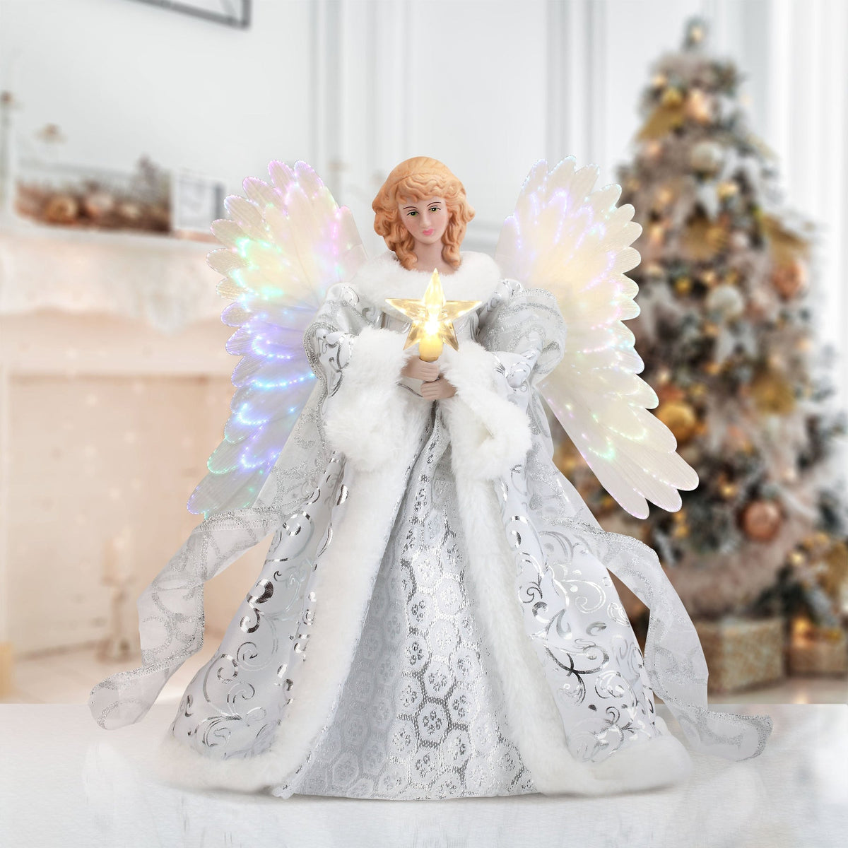 Enchanting Illuminated Angel Tree Topper for Christmas