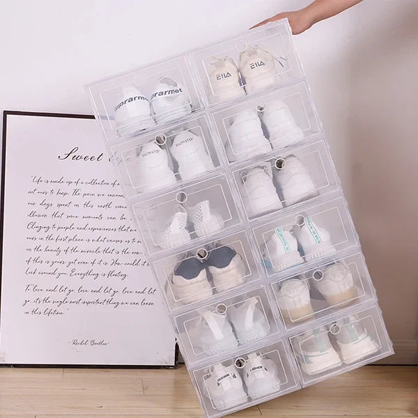 Set of 6 Stackable Clear Shoe Storage Containers
