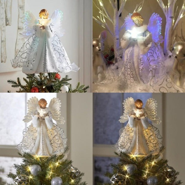 Enchanting Illuminated Angel Tree Topper for Christmas