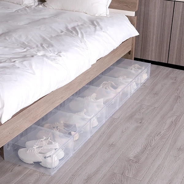 Set of 6 Stackable Clear Shoe Storage Containers