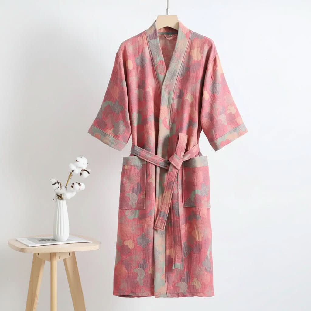 Serenity Wrap - Dual-Sided Organic Cotton Kimono Bathrobe
