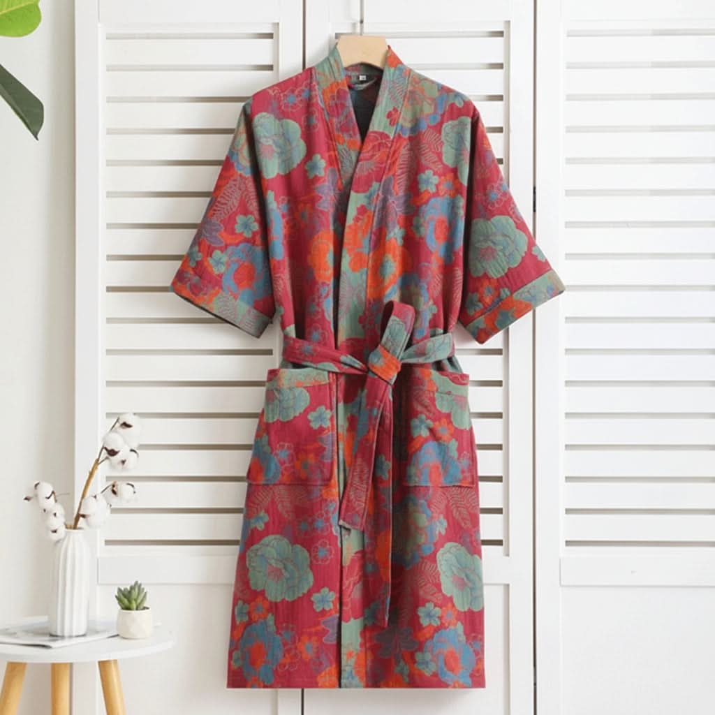 Serenity Wrap - Dual-Sided Organic Cotton Kimono Bathrobe