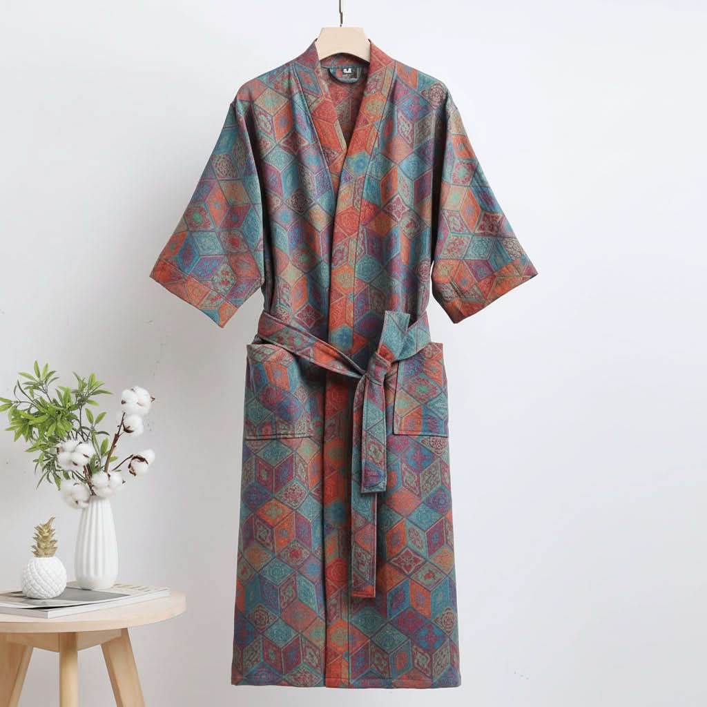 Serenity Wrap - Dual-Sided Organic Cotton Kimono Bathrobe
