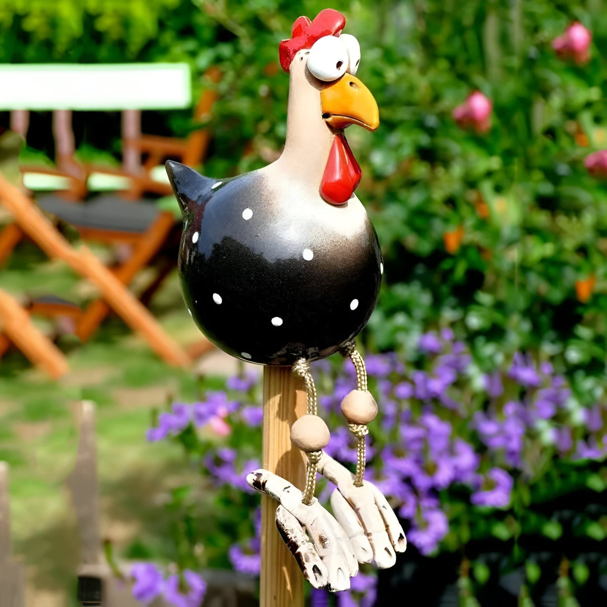 Whimsical Feathered Friend | Vibrant Chicken Garden Sculpture