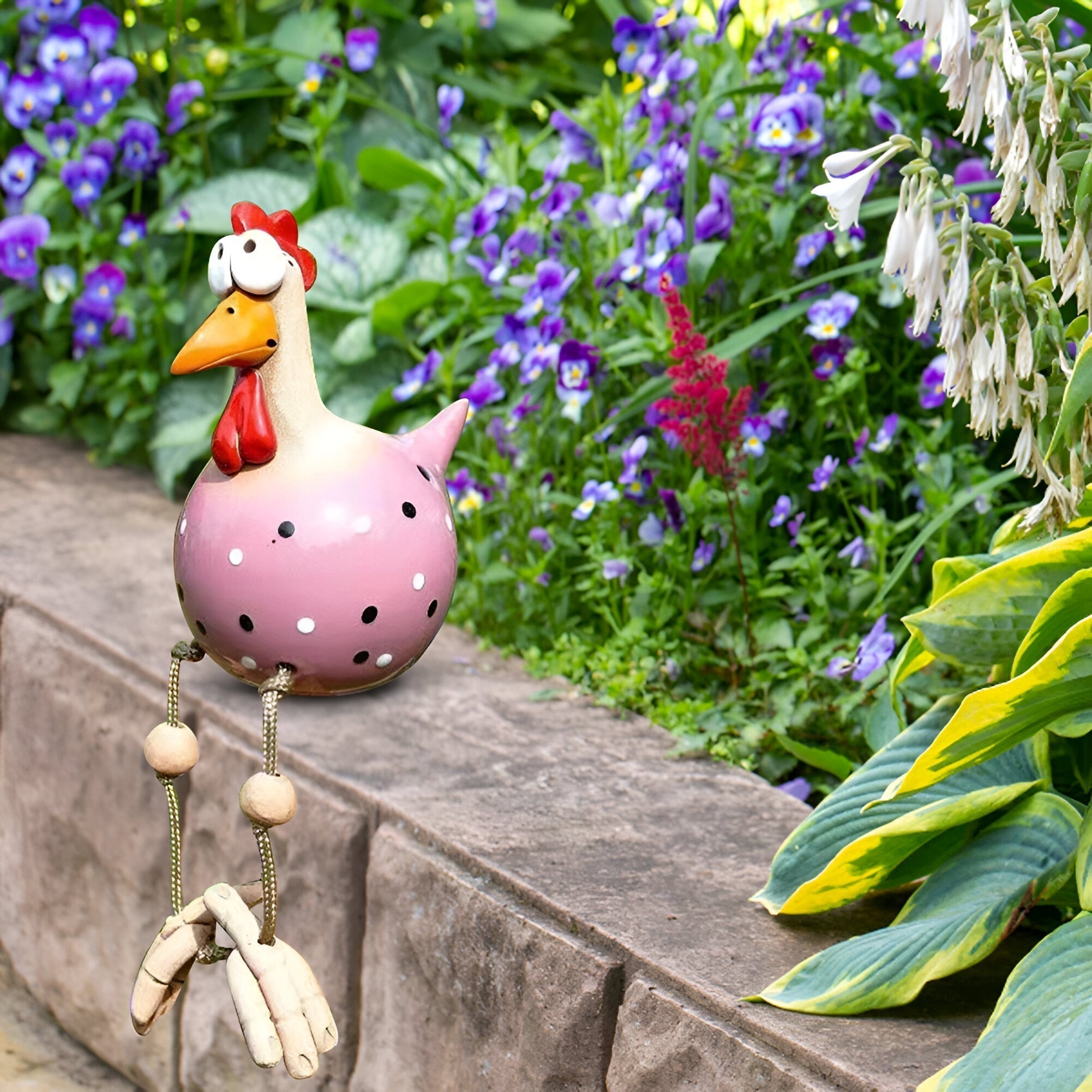 Whimsical Feathered Friend | Vibrant Chicken Garden Sculpture