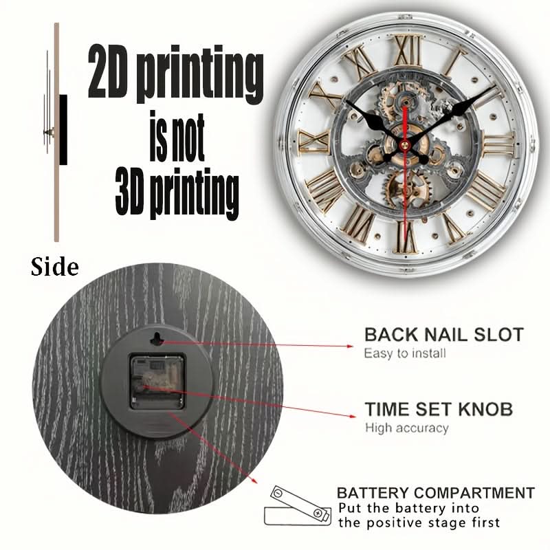 Timeless Gear-Style Wall Clock with Classic Roman Numerals
