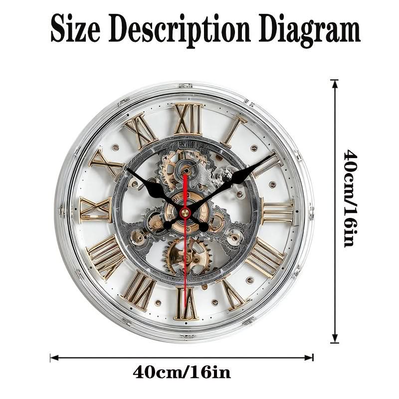 Timeless Gear-Style Wall Clock with Classic Roman Numerals