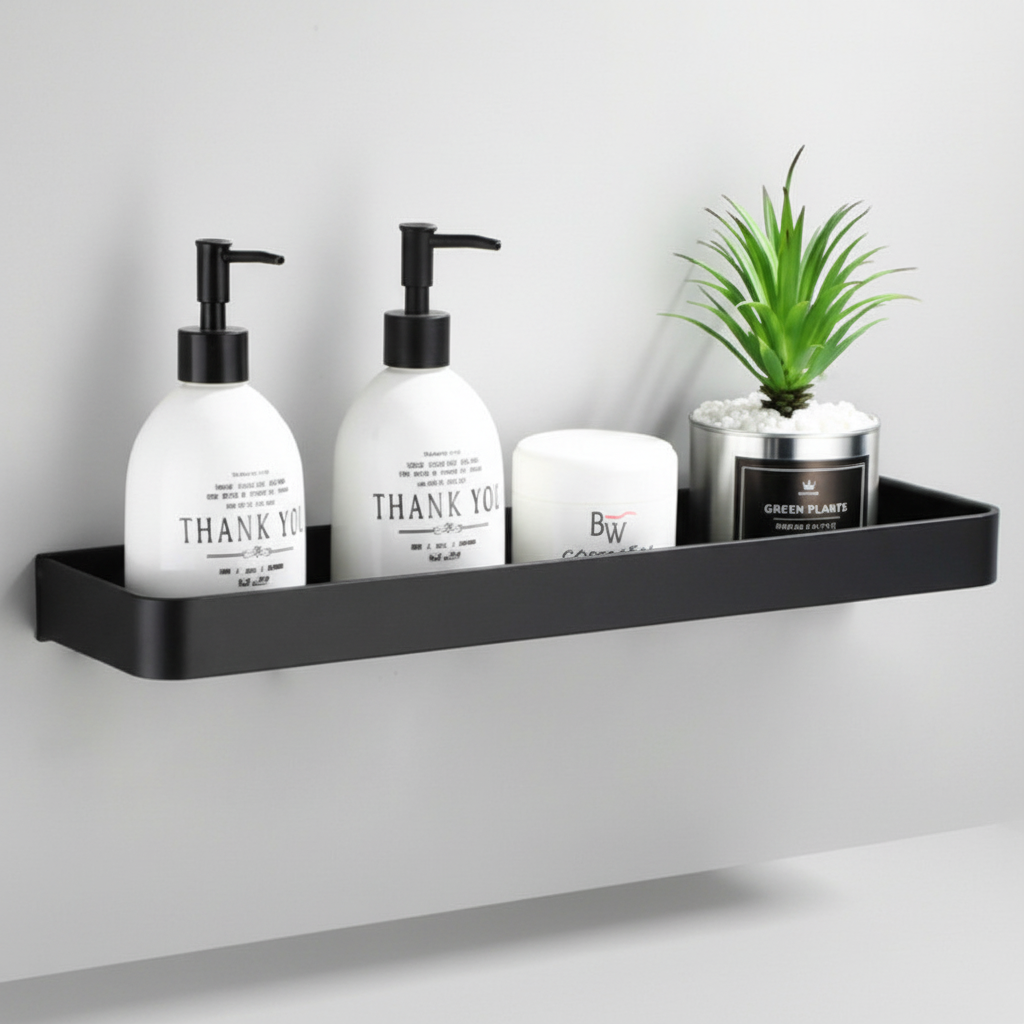 Polished Stainless Steel Bathroom Shelf - Space Organizer