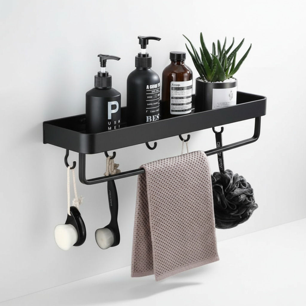 Polished Stainless Steel Bathroom Shelf - Space Organizer