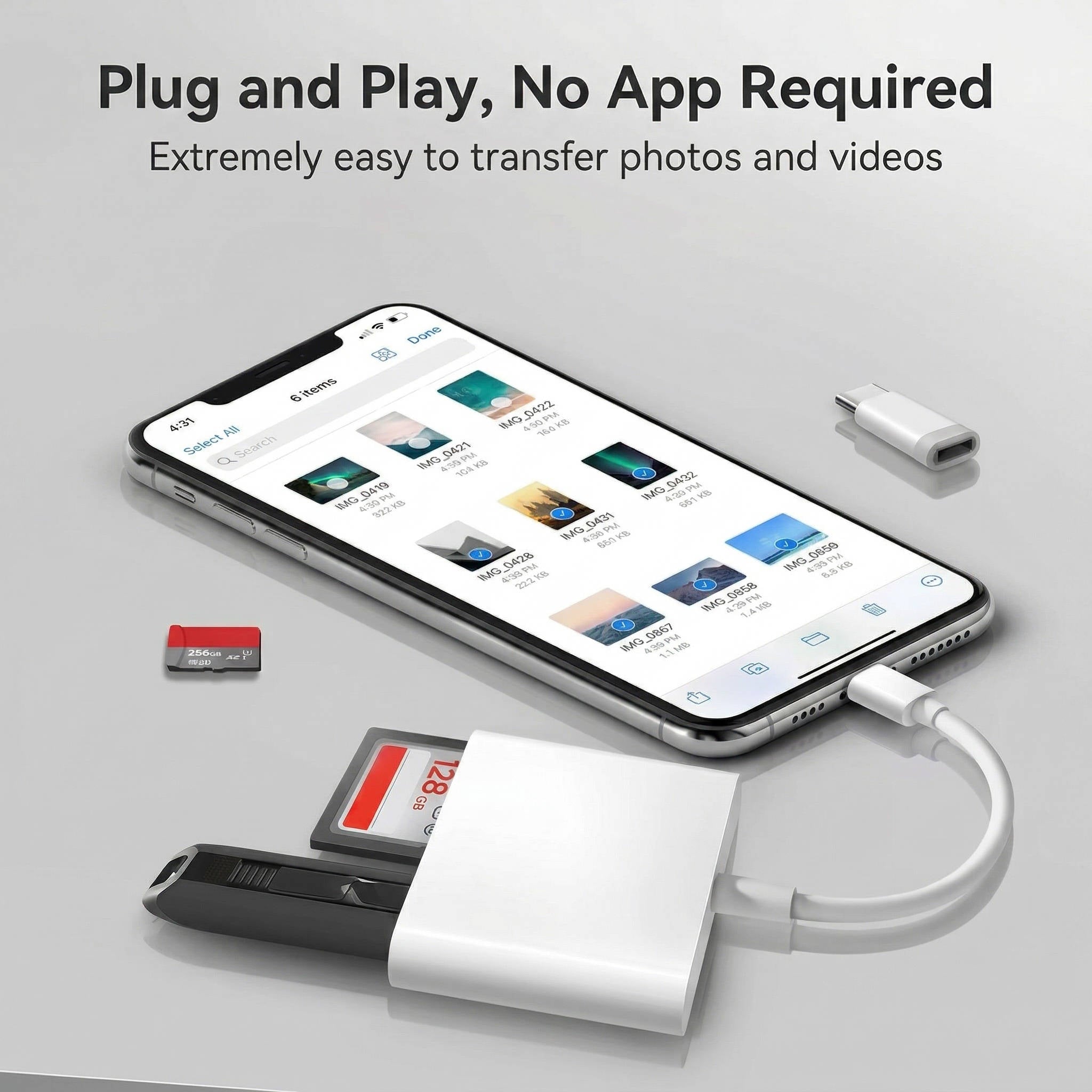 SmartLink Memory Card Reader for iPhone & iPad – Versatile File Transfer Adapter with Lightning & USB-C Ports