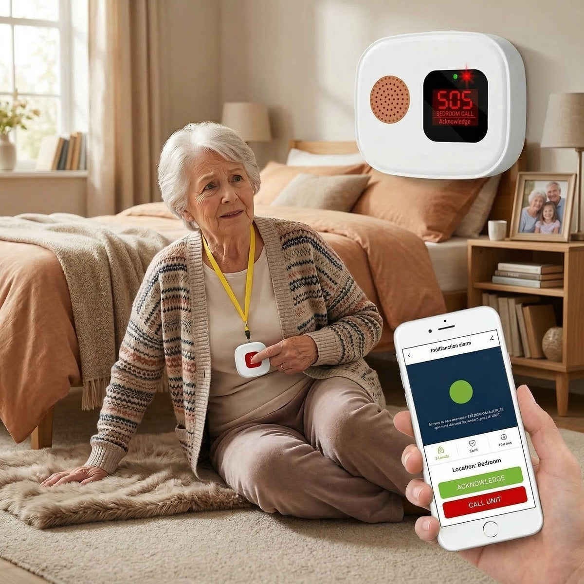 Senior Safety Alert Button – 328FT Wireless Caregiver System