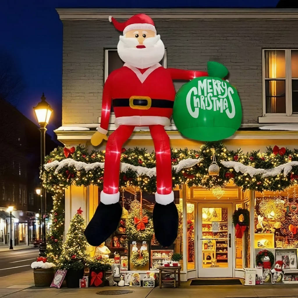 Festive Inflatable Climbing Santa for Outdoor Display