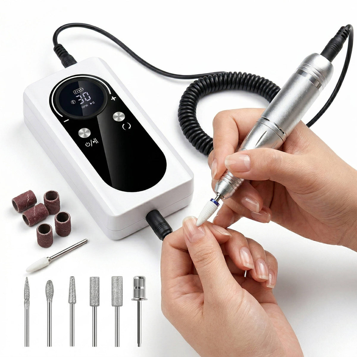 ProNail Precision Electric Drill – 45,000 RPM Rechargeable E-File with LCD and USB-C Charging