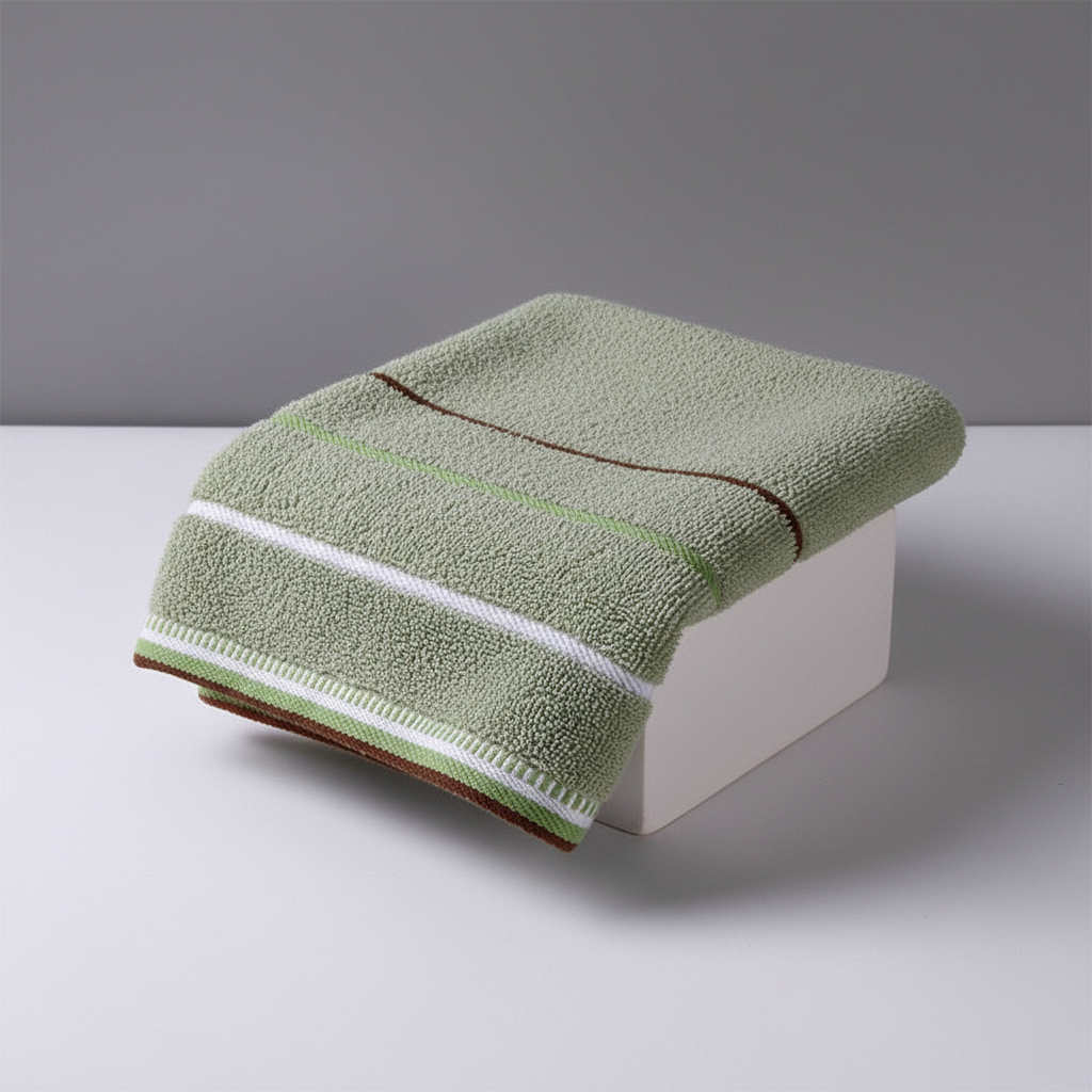 Set of Striped Terry Bath Towels