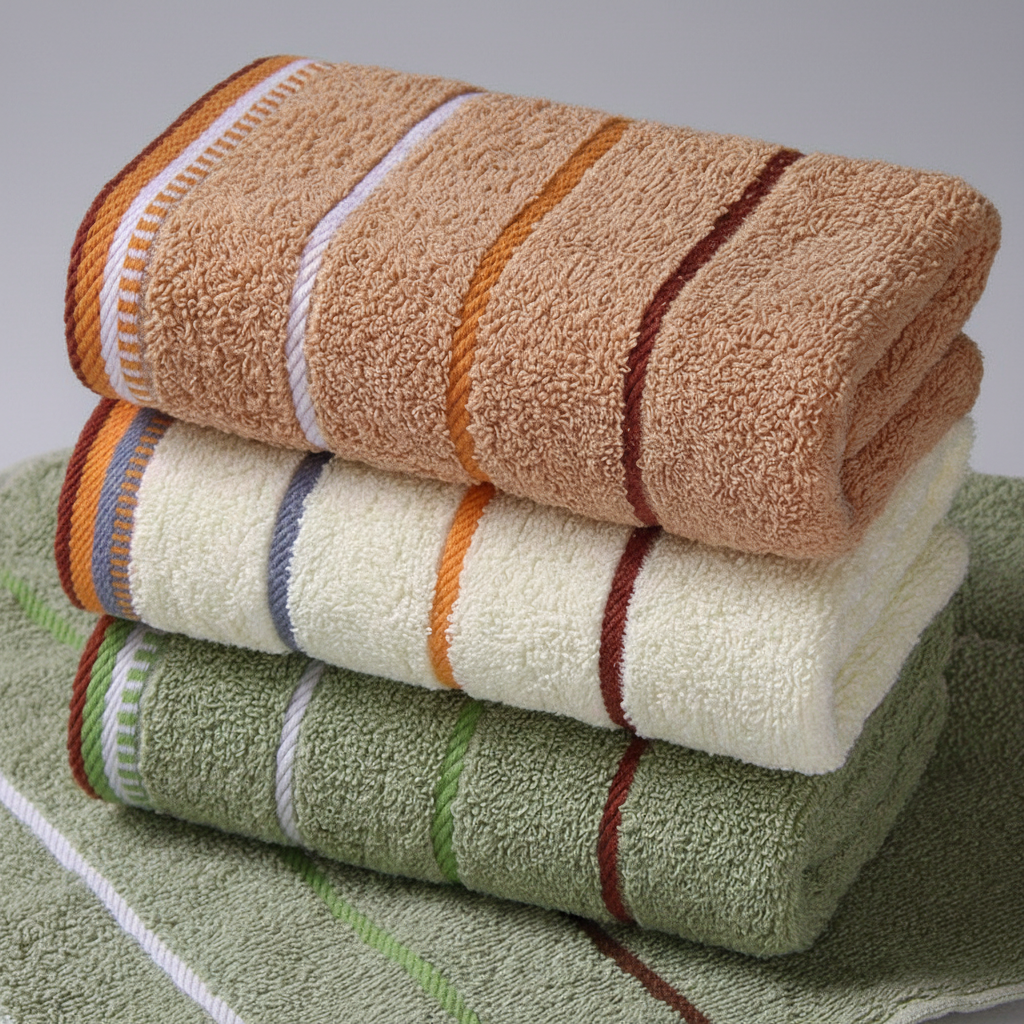 Set of Striped Terry Bath Towels