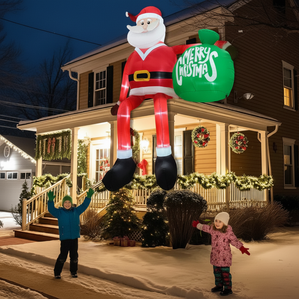 Enormous 8FT LED Inflatable Holiday Santa for Outdoor Festivities