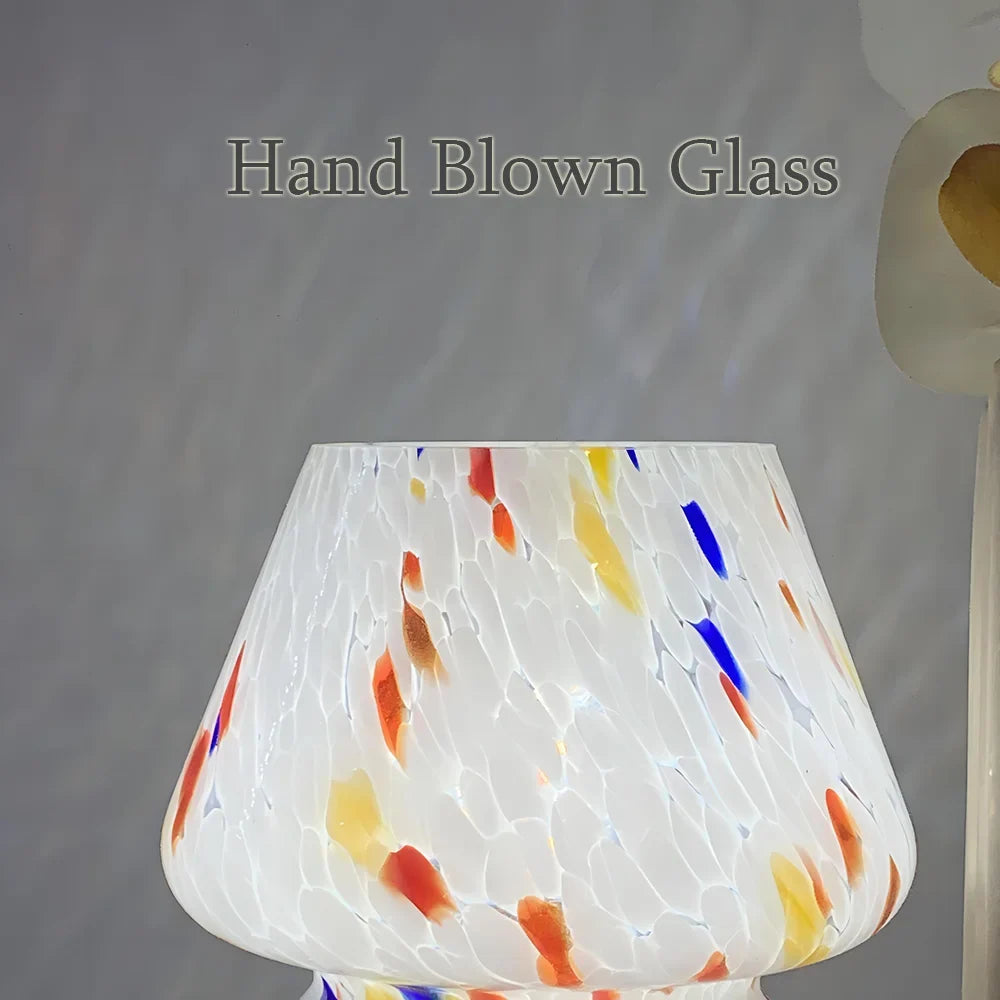 Mushroom-Shaped Glass Table Lamp