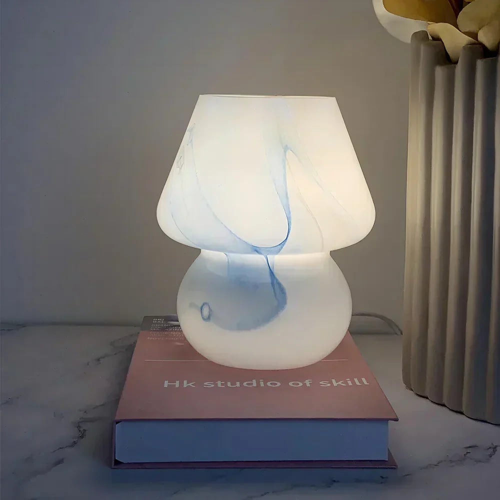 Mushroom-Shaped Glass Table Lamp