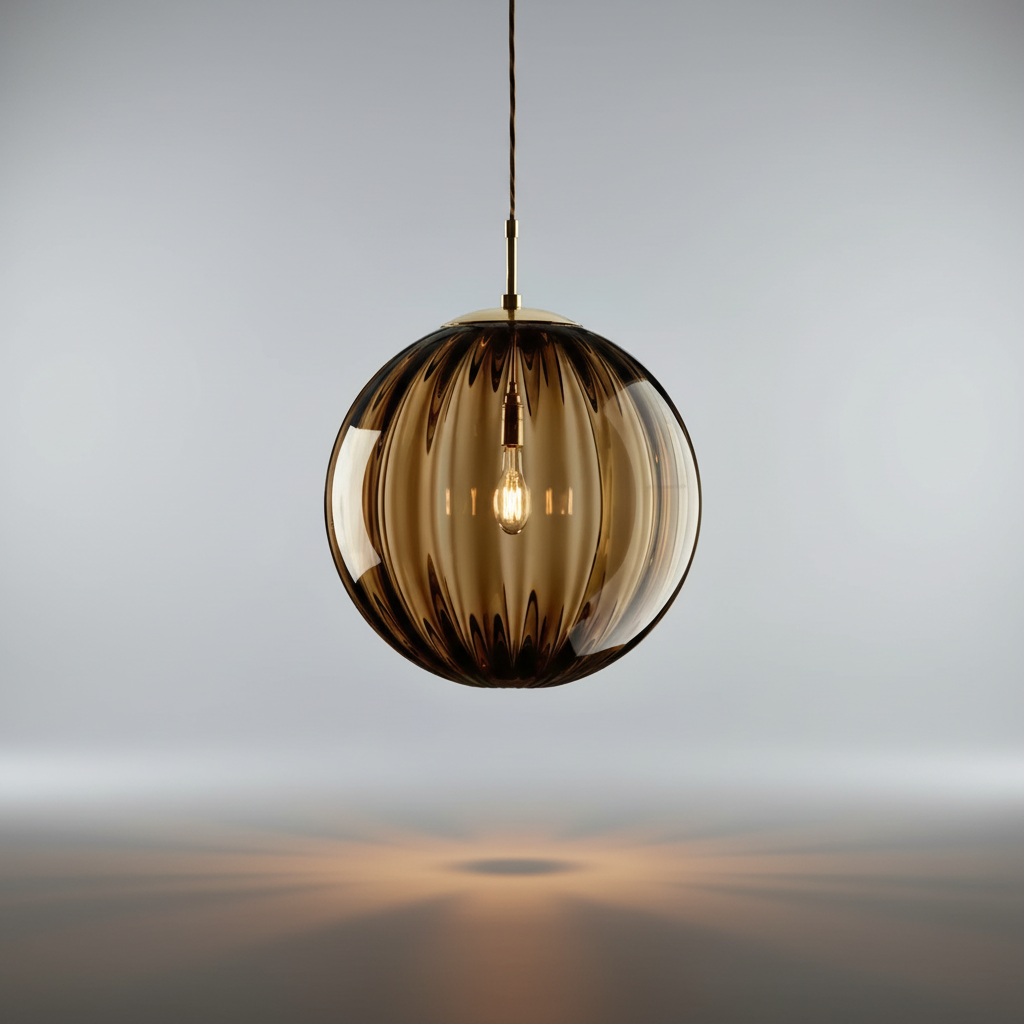 Hanging Pendant Light with Glass Ball Shade