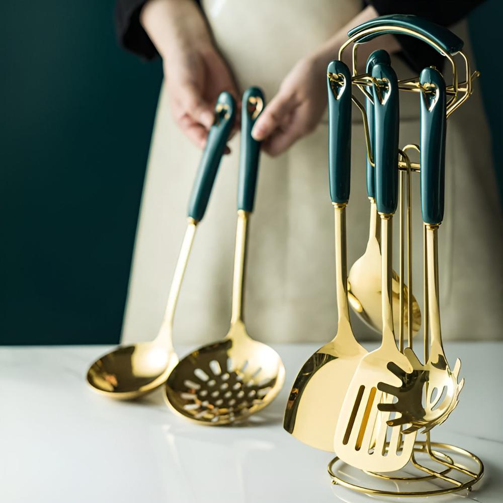 Elegant Stainless Steel Kitchen Utensil Collection for Effortless Cooking