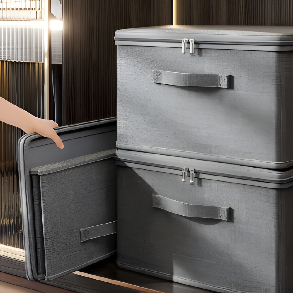 Versatile Gray Storage Bin with Lid for Clutter-Free Living