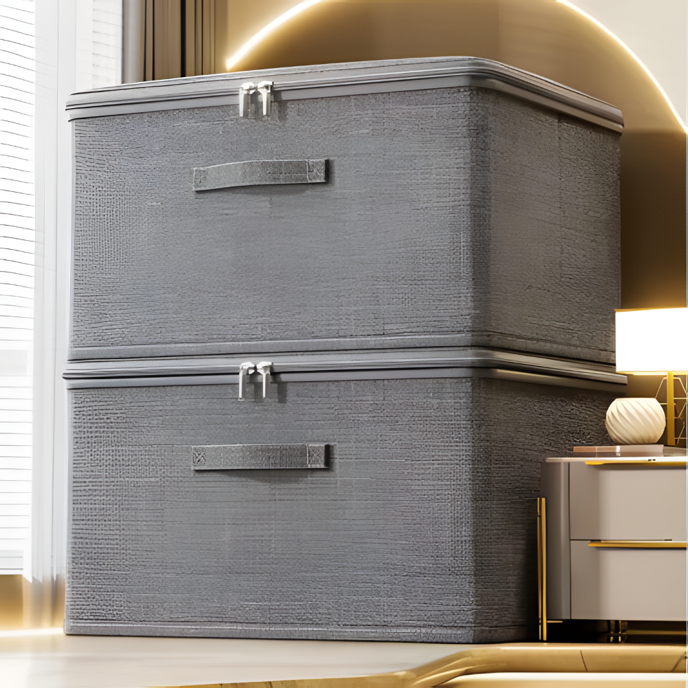 Versatile Gray Storage Bin with Lid for Clutter-Free Living