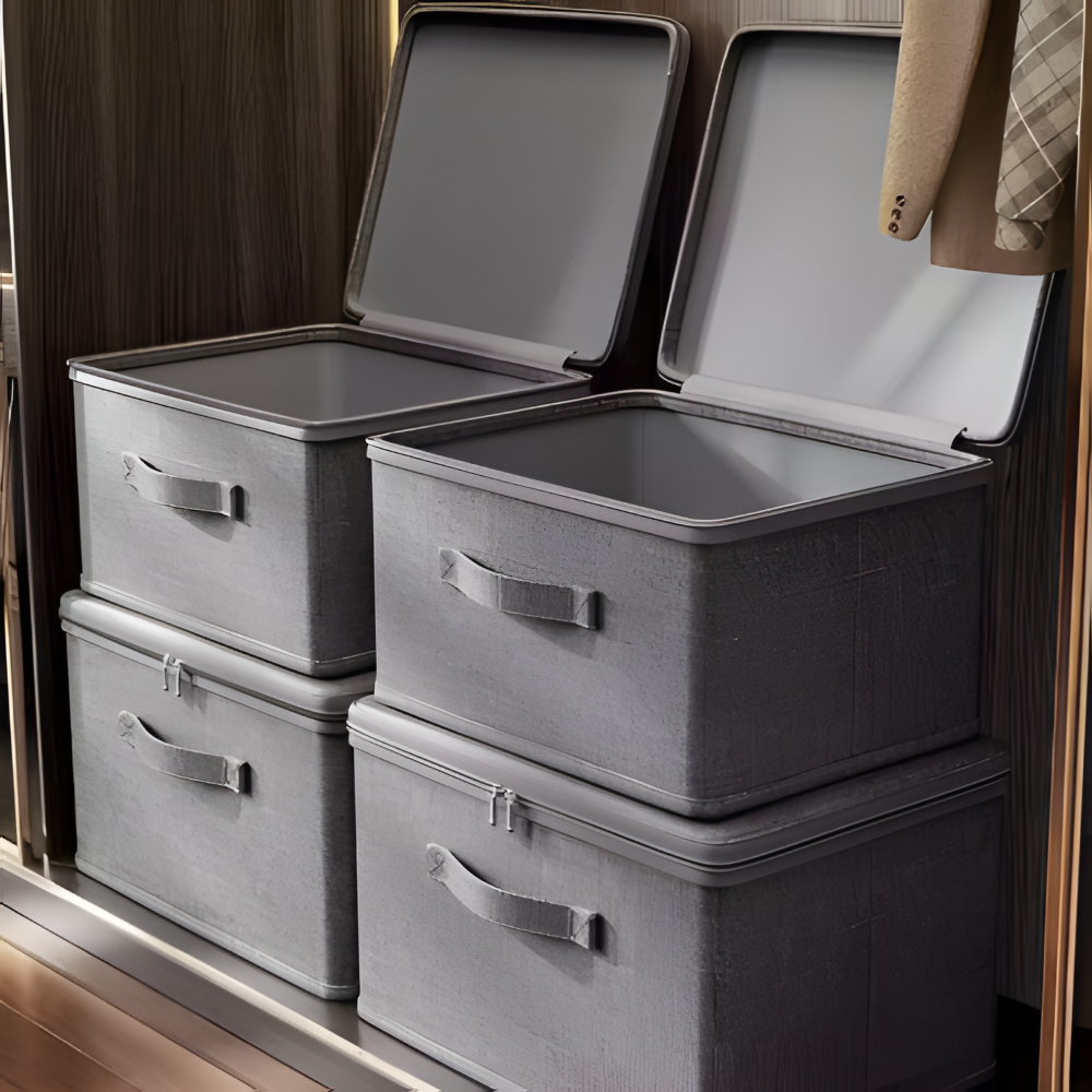 Versatile Gray Storage Bin with Lid for Clutter-Free Living