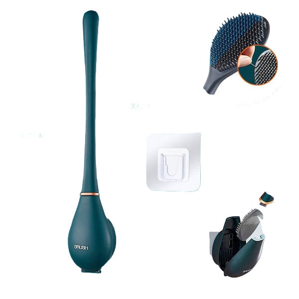 Silicone Bathroom Toilet Brush with Wall Mount and Drip Tray