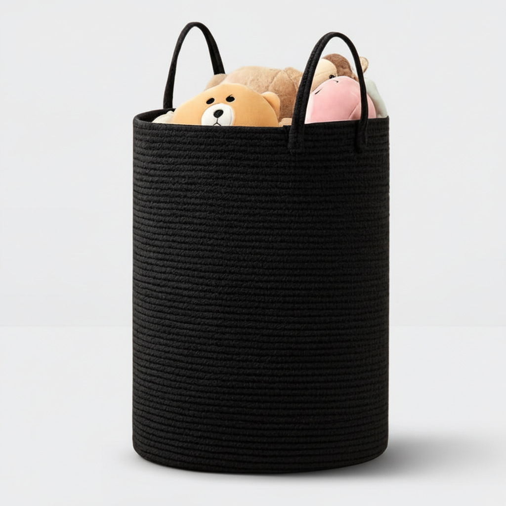 Woven Cotton Rope Basket for Laundry - Large Capacity