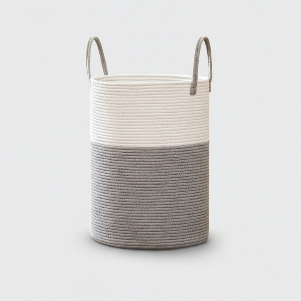 Woven Cotton Rope Basket for Laundry - Large Capacity