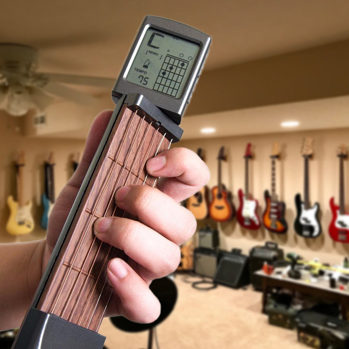 Portable Guitar Skill Enhancer with Built-in Metronome & Chord Guide
