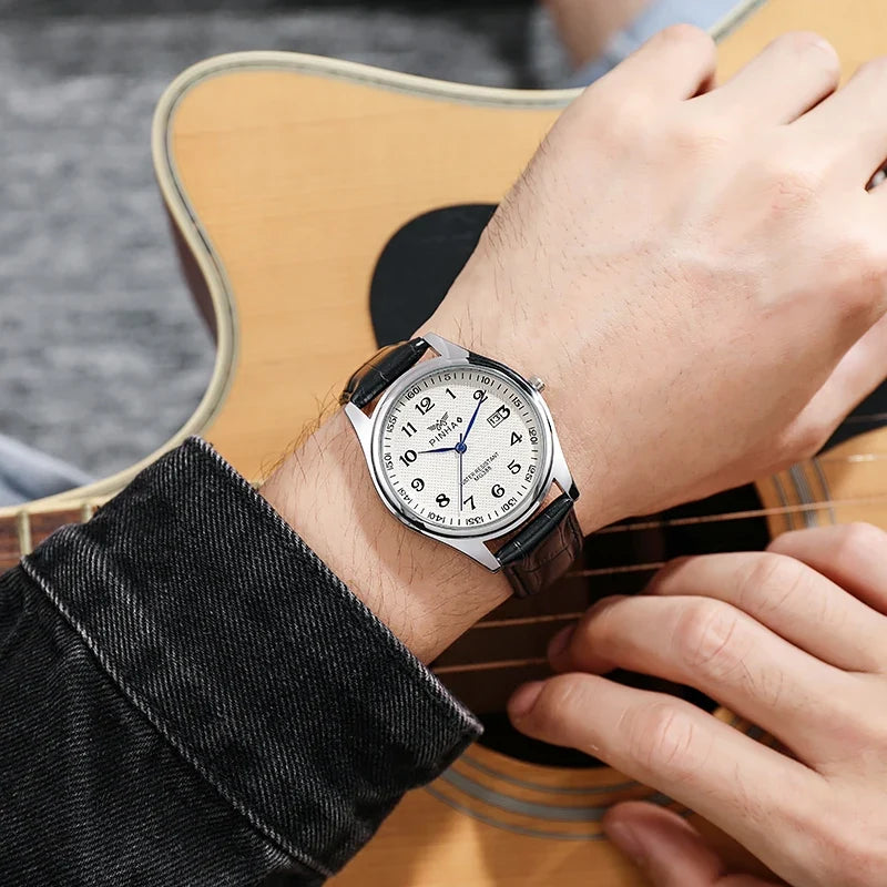 Timeless Men's Leather Watch – Stylish Analog Timepiece