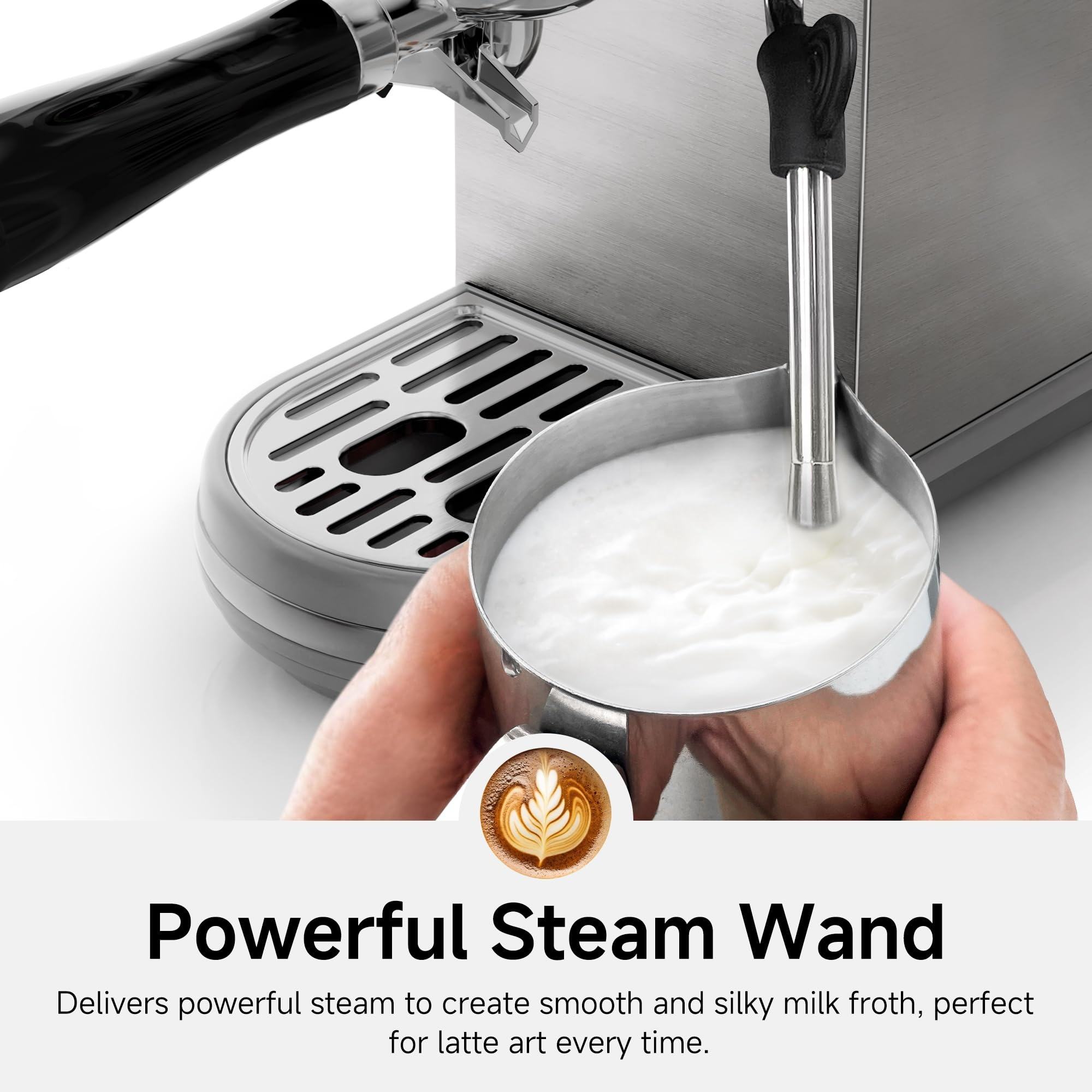 BrewMaster 20-Bar Espresso Maker | Semi-Automatic Coffee Machine with Milk Frother