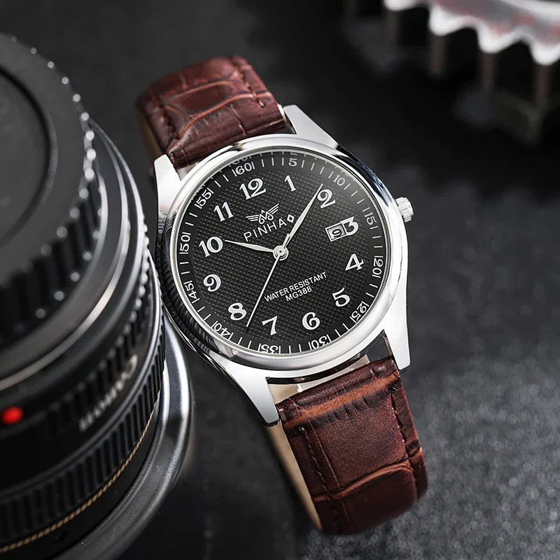 Timeless Men's Leather Watch – Stylish Analog Timepiece