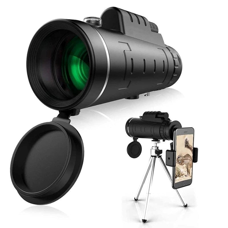 High-Definition Monocular with Smartphone Attachment & Tripod – Waterproof Design