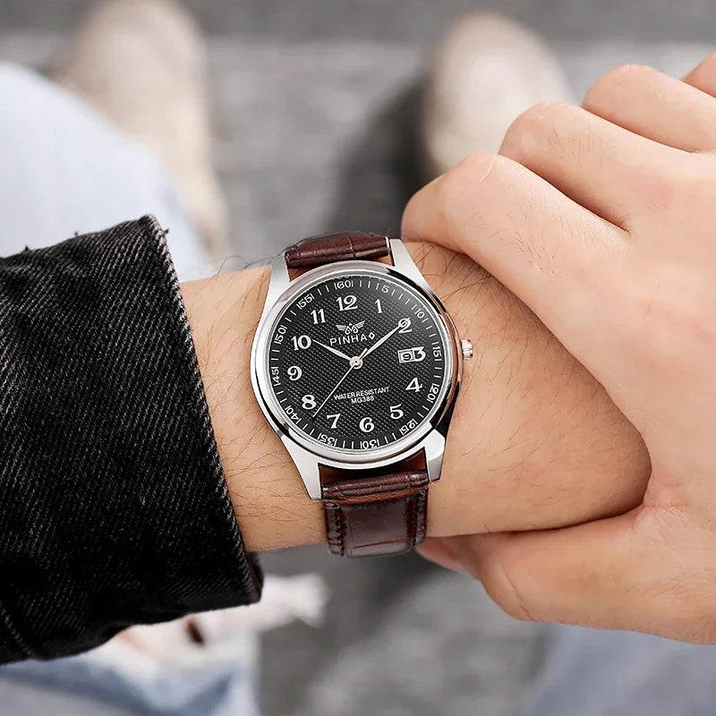 Timeless Men's Leather Watch – Stylish Analog Timepiece