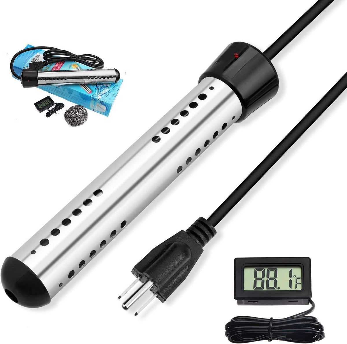 AquaBlitz 1500W Portable Immersion Heater - Efficient Water Heating Solution