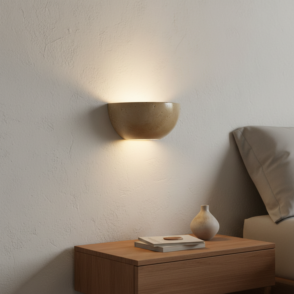 WabiSleek Semi-Circular Stone Wall Lamp