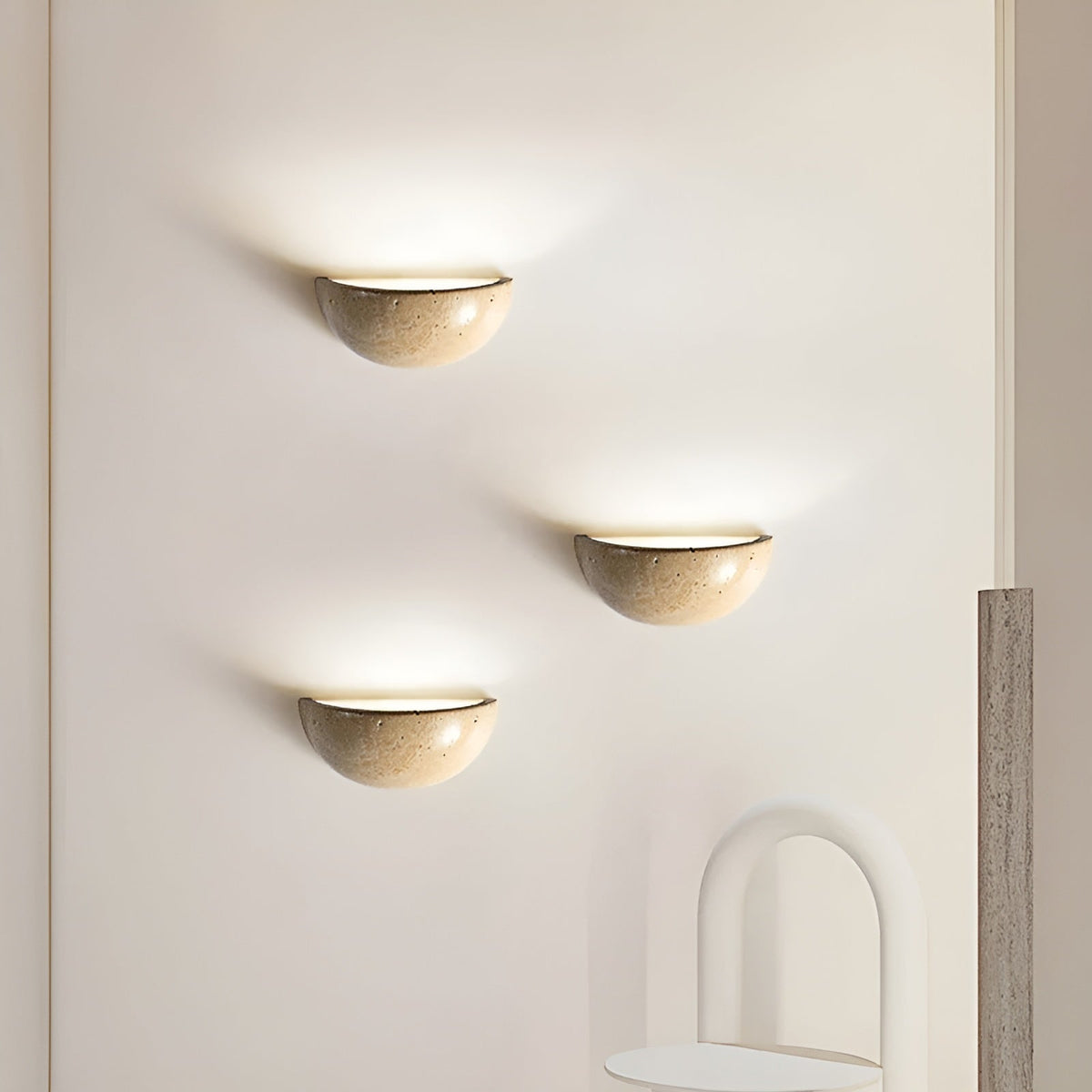 WabiSleek Semi-Circular Stone Wall Lamp